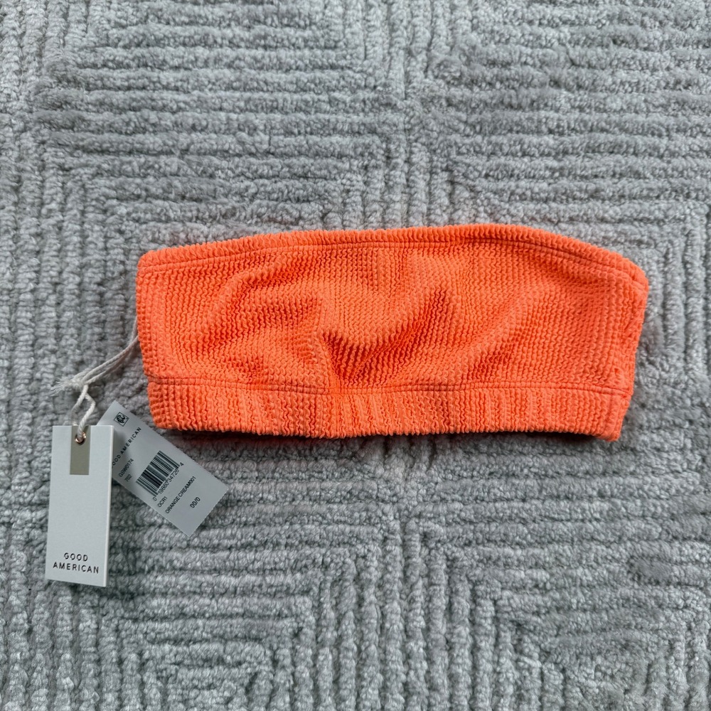 Good American Bandeau Bikini Top Women's 00/0 Orange NWT resort Beach Swim Pool